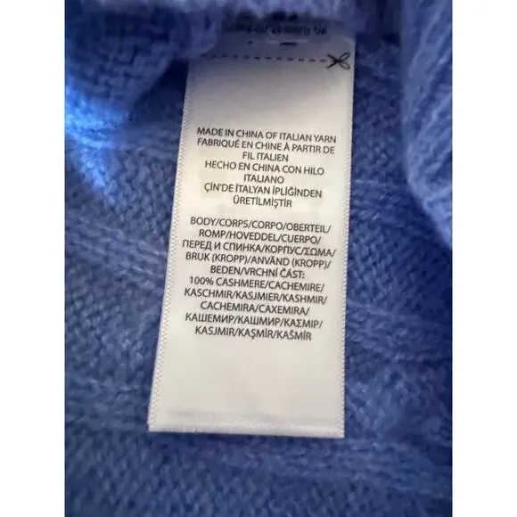 POLO Ralph Lauren Cashmere Light Blue Cable Knit Pullover Sweater Men's L NWT!